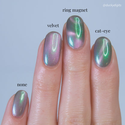 Nails with different finishes labeled &