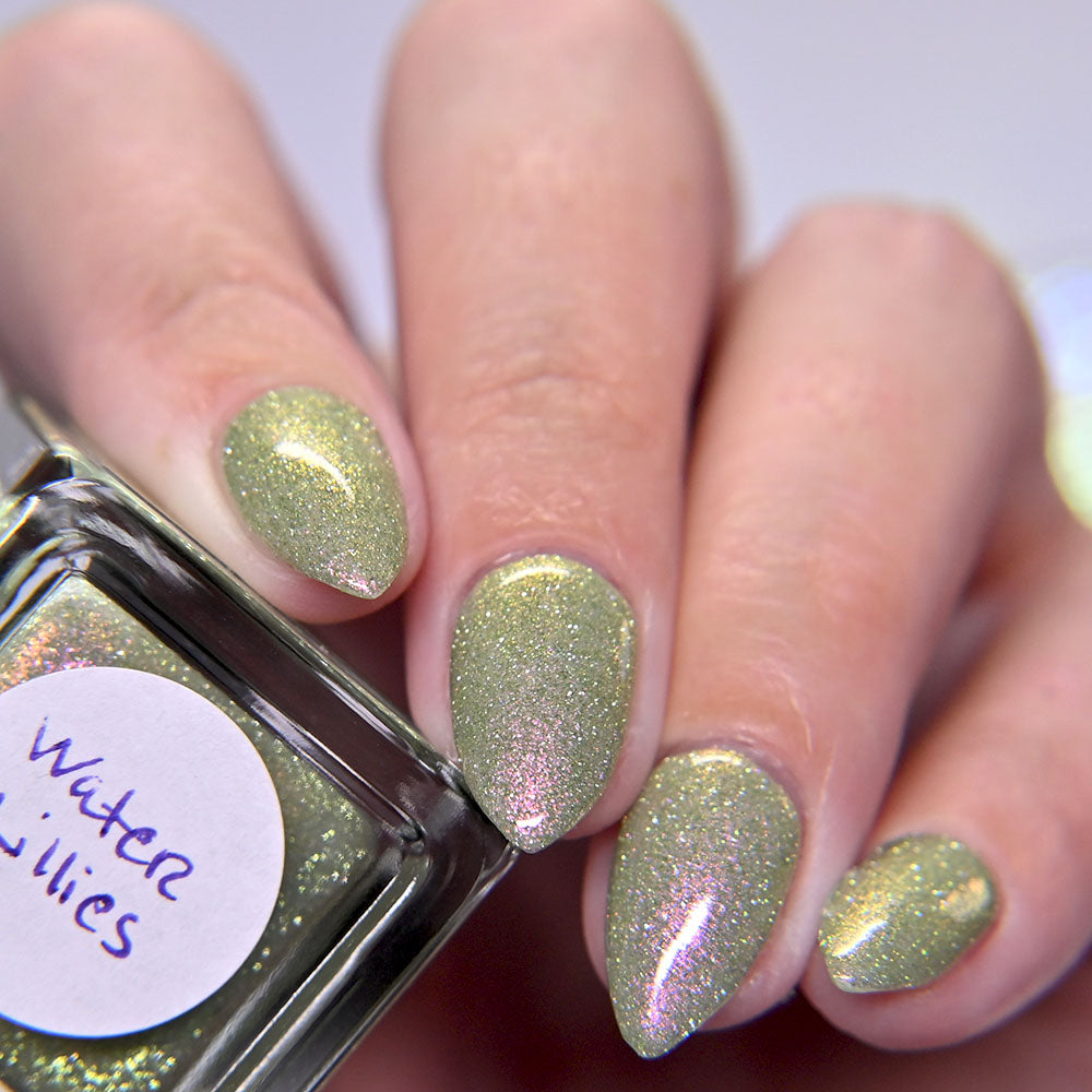 green reflective glitter nail polish